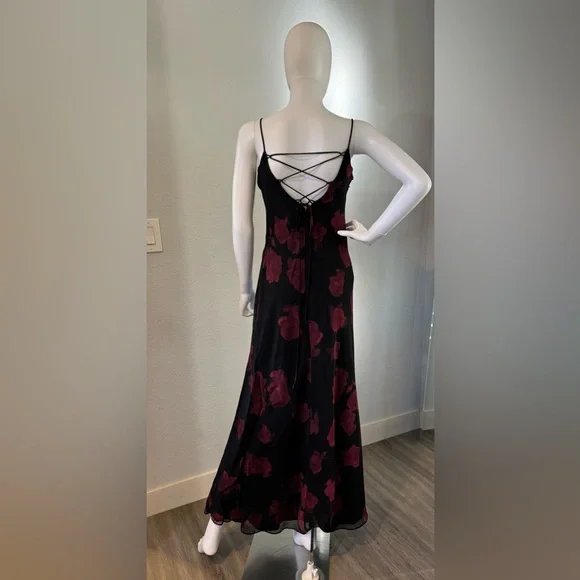 Betsy & Adam Whimsigoth Floral Cowl Neck Maxi Dress 90s VTG - Picture 3 of 7